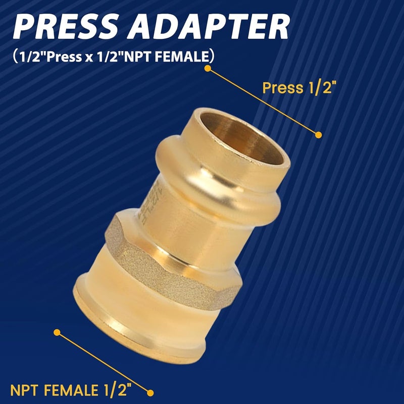 Abbiemo 10PCS 1/2 inch Propress x 1/2 inch NPT Female Adapter Pressure Copper Fitting ProPress Connect to Female NPT Pipe Lead-Free - Image 2